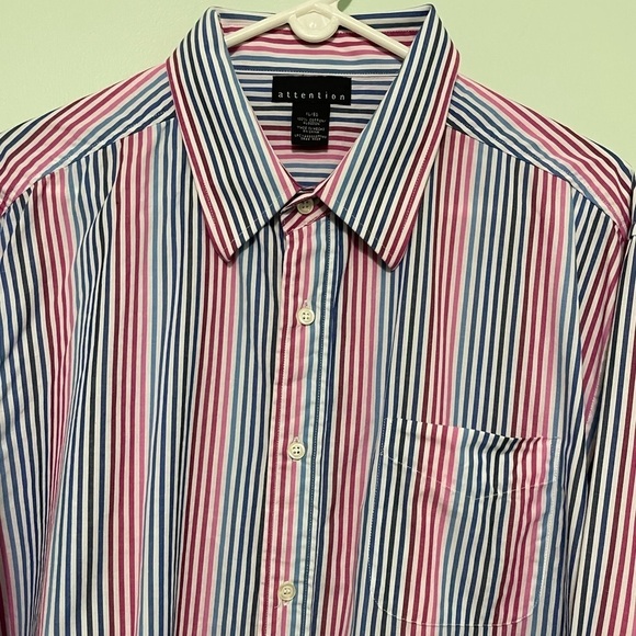 Mens attention brand stripped button down shirt with one pocket size XL - Picture 2 of 8